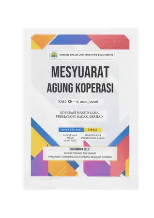 Buku Mesyuarat Agung Koperasi Masjid Lama Pmtg Badak 2026