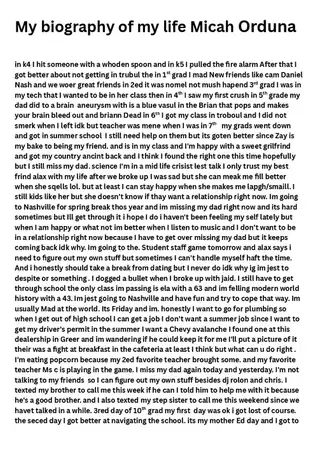 my biography of my life Micah orduna